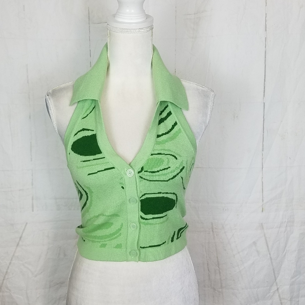 Button front halter sweater - Picture 3 of 10